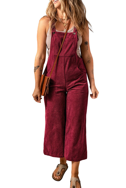 Corduroy Wide Leg Bib Overalls