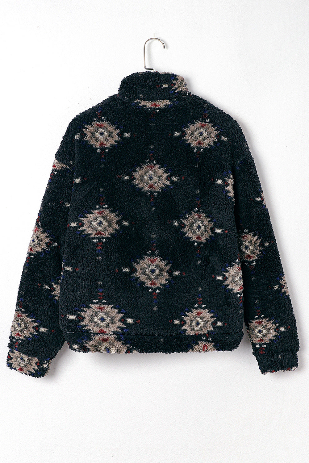 Aztec Zipper Collared Sherpa Jacket