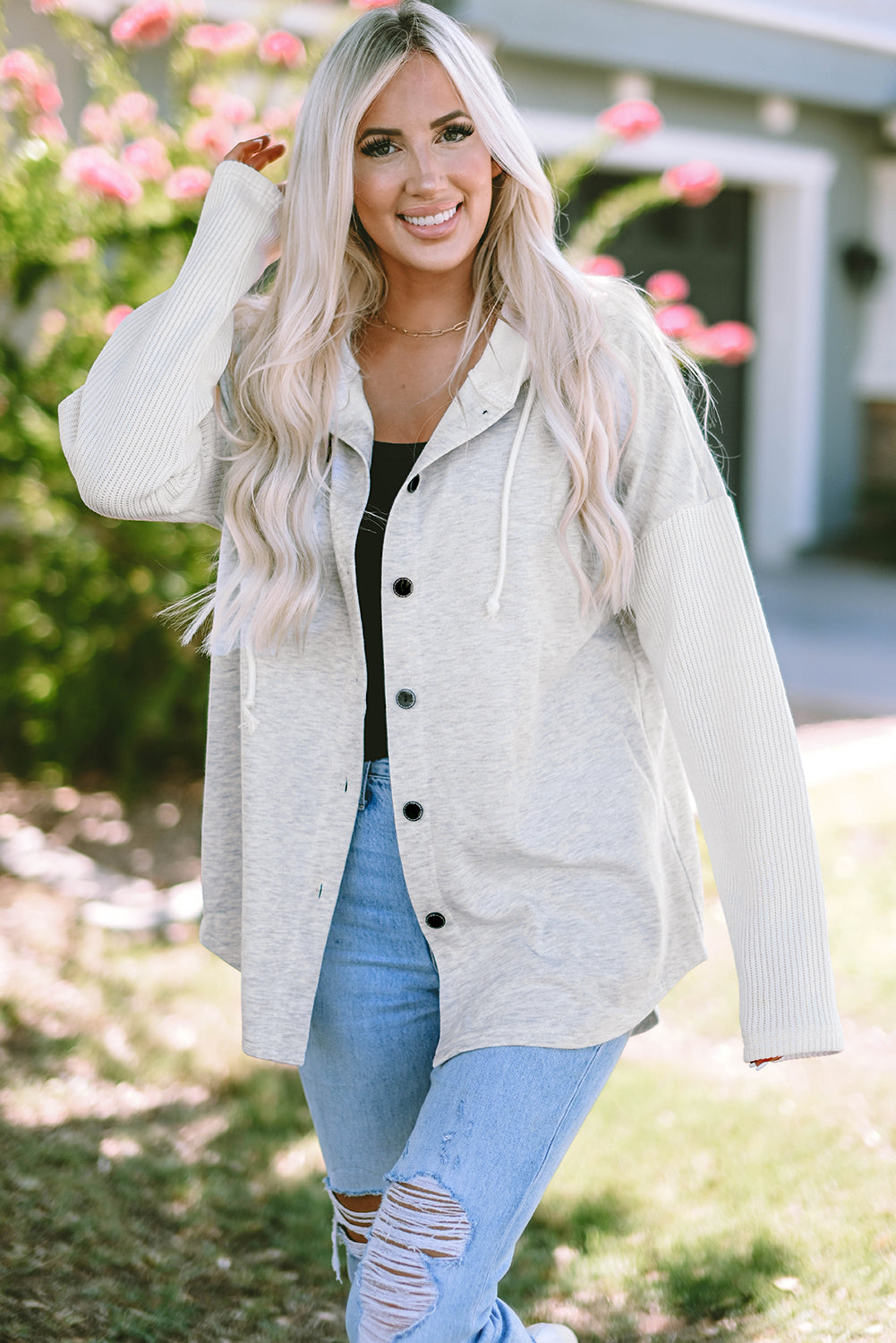 Button Up Hooded Jacket