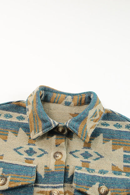 Aztec Print Button Shacket