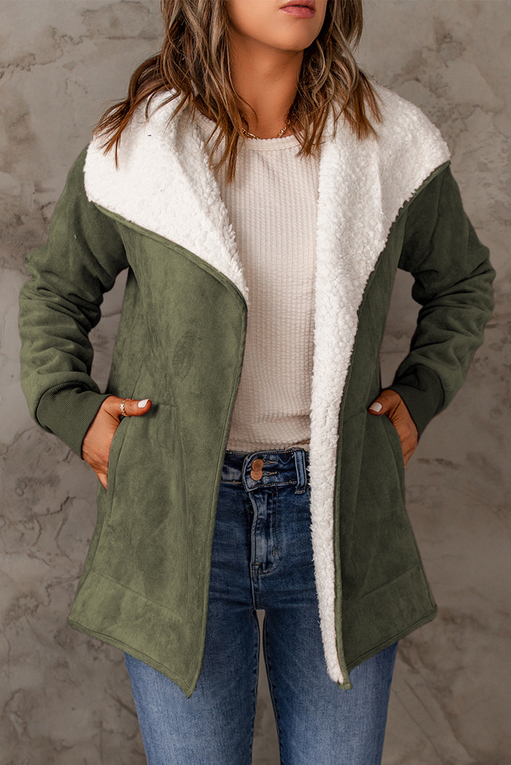 Faux Suede Fleece Lined Jacket