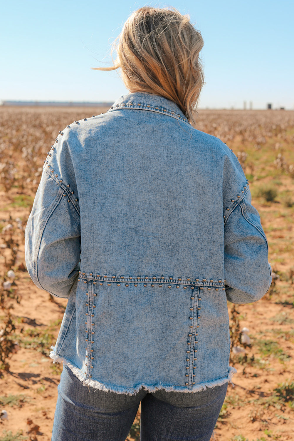 Studded Acid Wash Denim Jacket