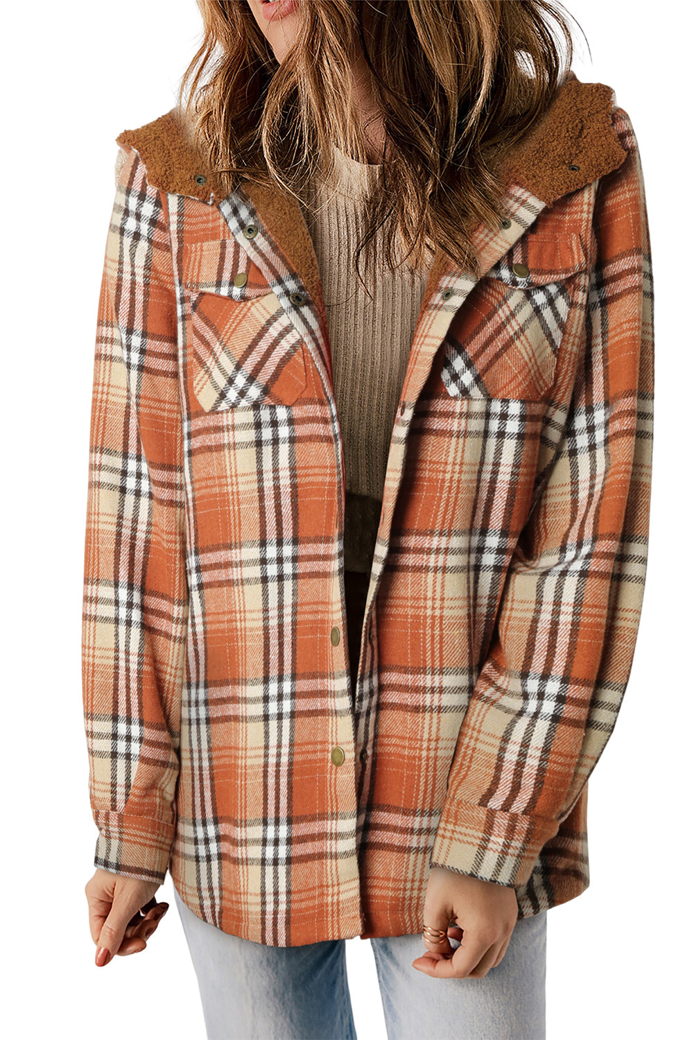 Plaid Lined Hooded Shacket