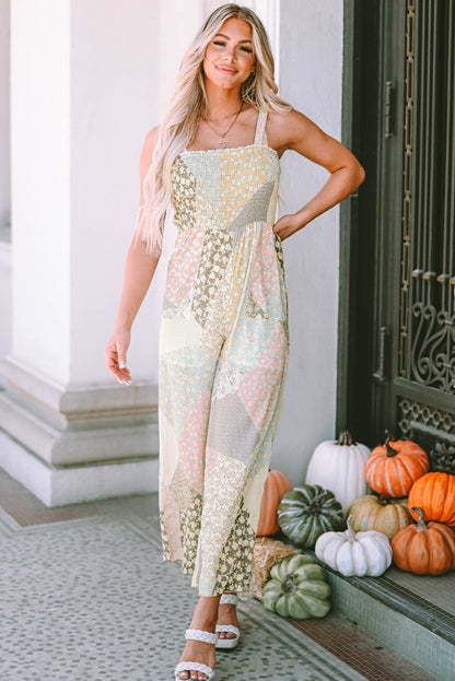 Smocked Wide Leg Jumpsuit