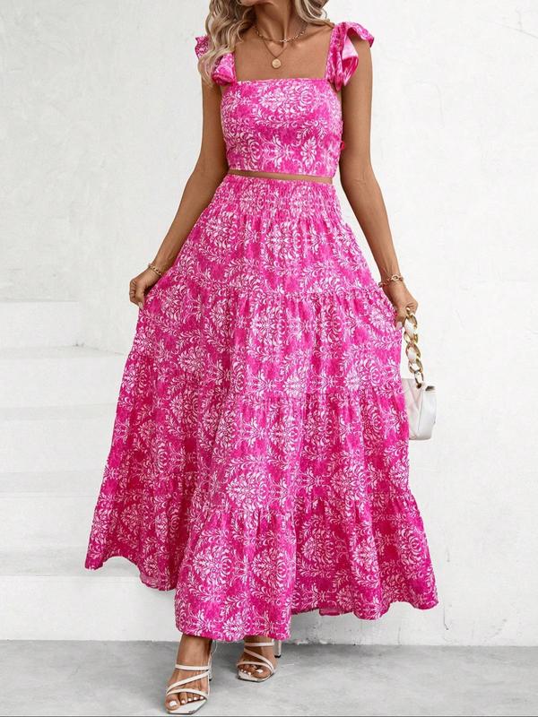Women's Ethnic Pattern Skirt Vintage Two-piece Set