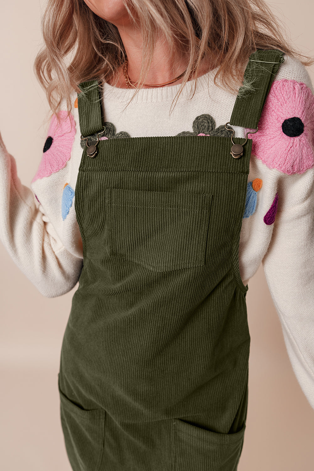 Sleeveless Corduroy Overall Dress