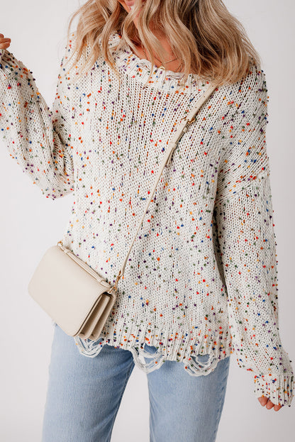 Confetti Distressed Knit Sweater