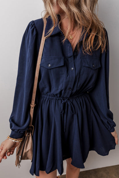 Chest Pockets Tunic Shirt Mini Dress