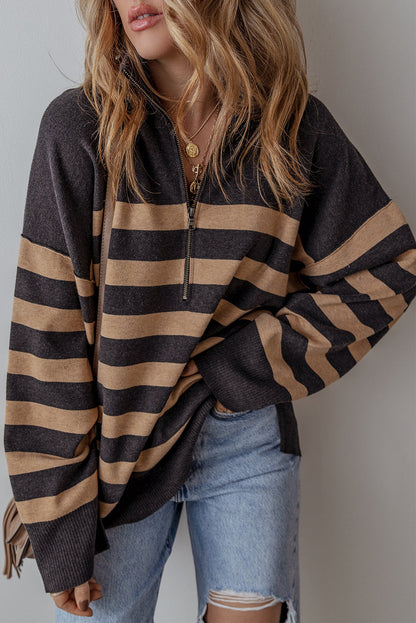 Collared Quarter Zipper Oversized Sweater