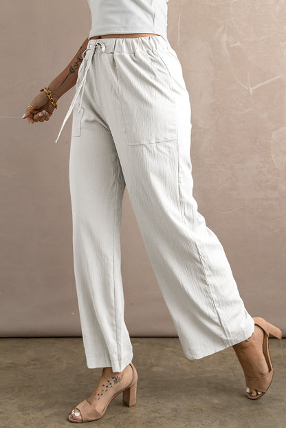 Waist Crinkled Wide Leg Pants