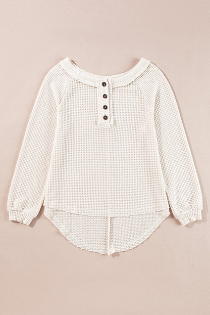 Waffle Knit Front Loose Blouse