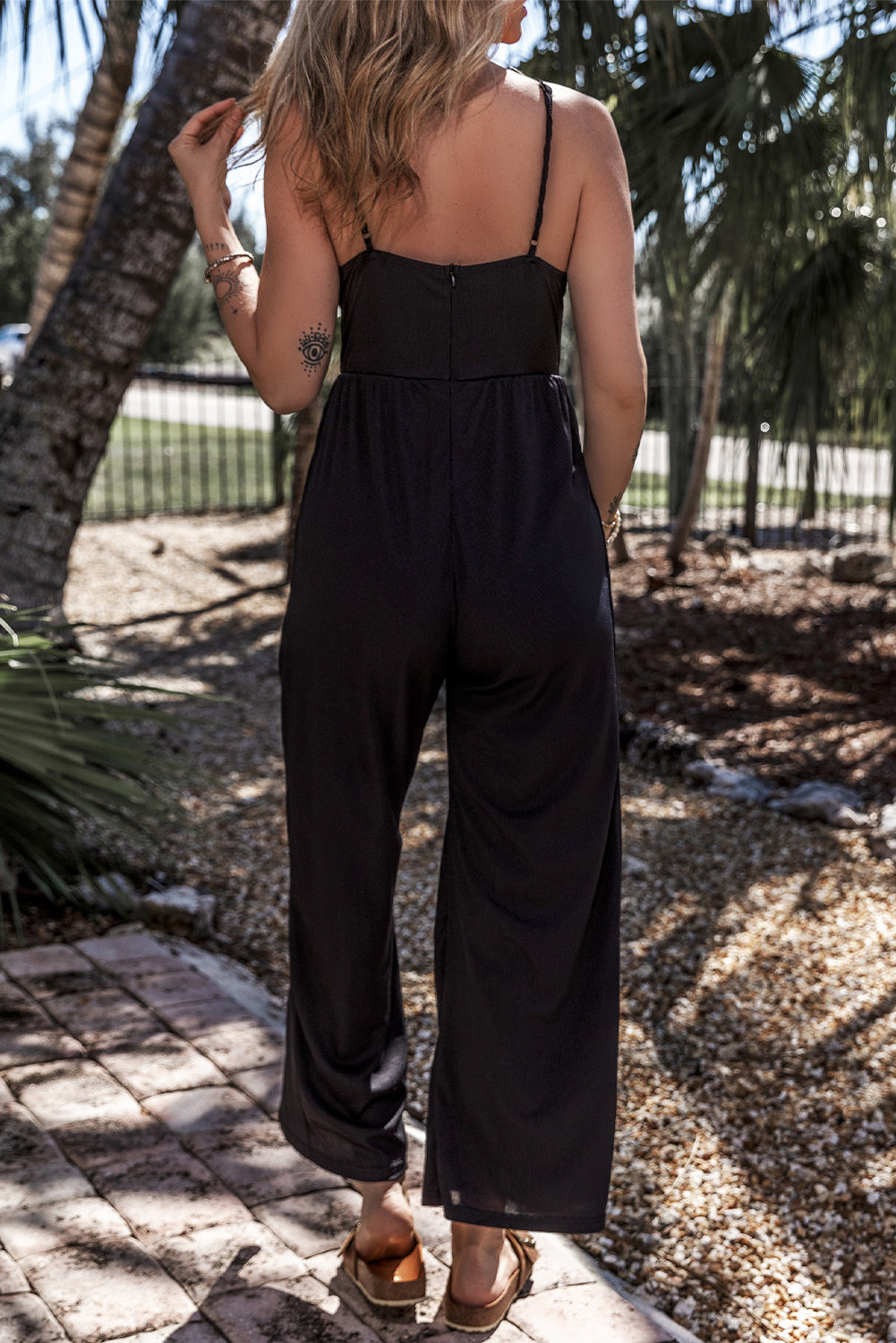 Wide Leg High Waist Cami Jumpsuit