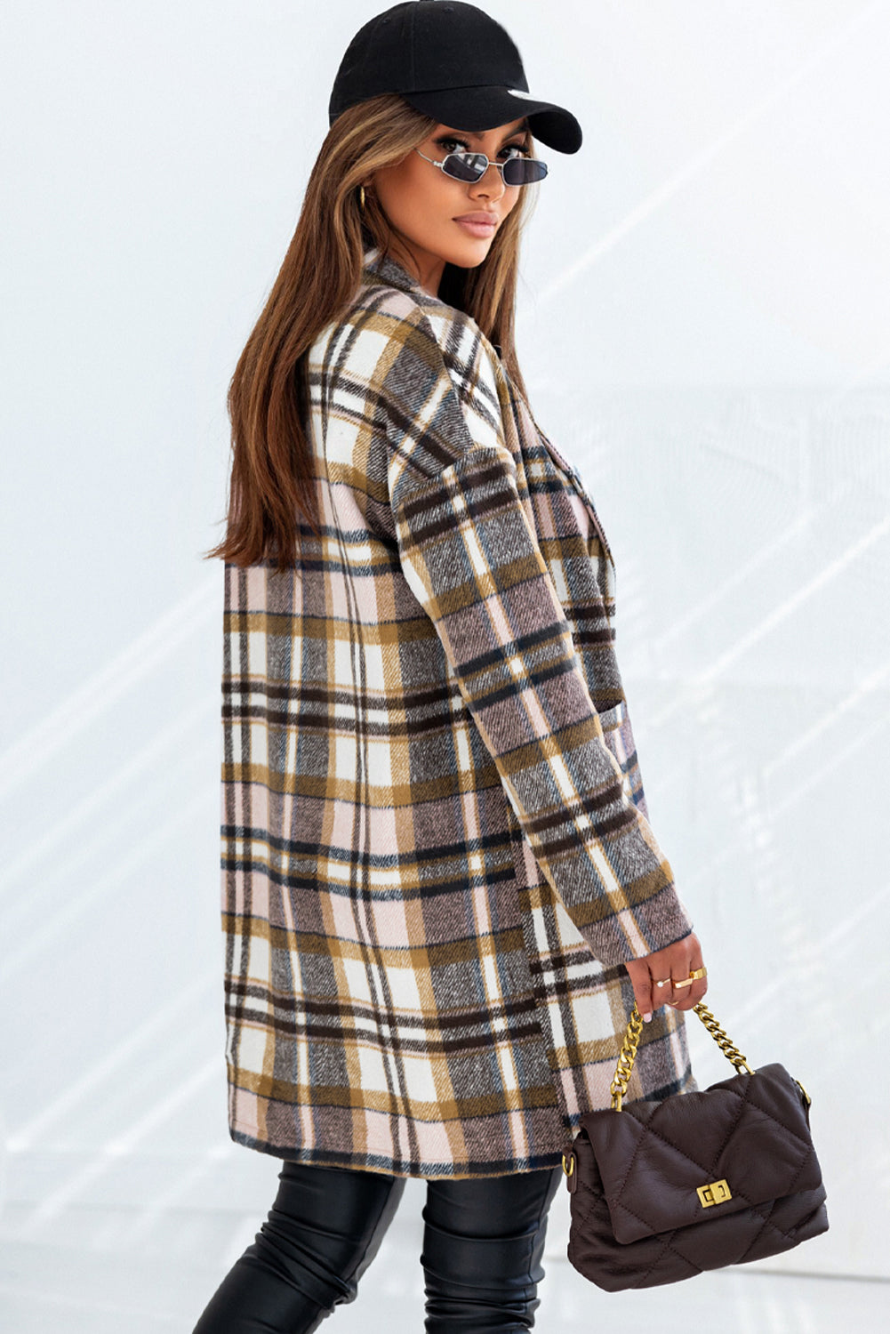 Plaid Button Up Lapel Jacket