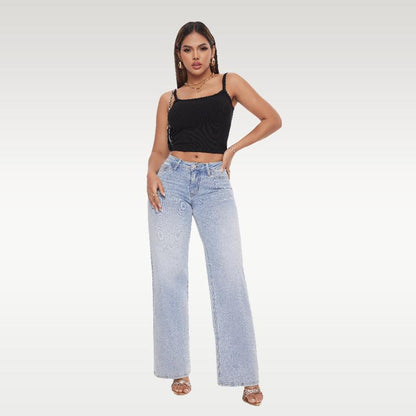 Mid-low Rise Baggy Stretchy Jeans