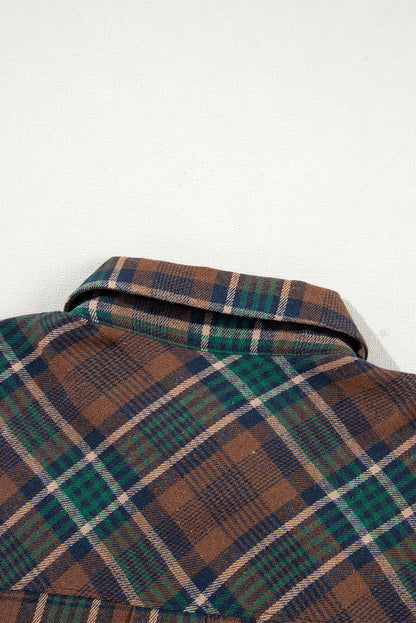 Plaid Chest Pockets Shirt Jacket