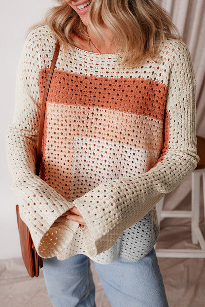 Pointelle Knit Baggy Sweater