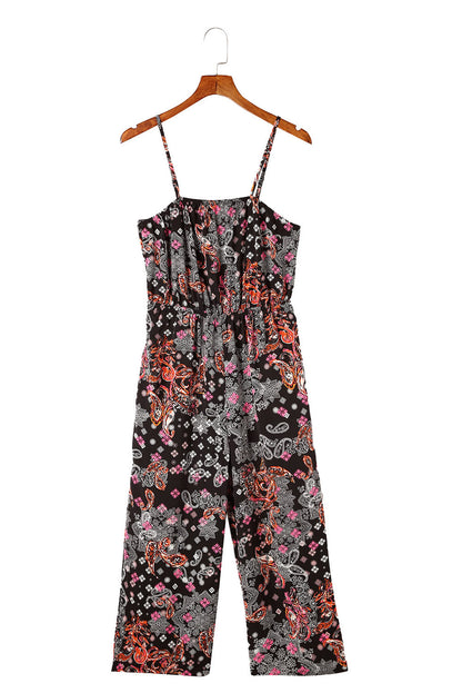 Mixed Paisley Cropped Jumpsuit