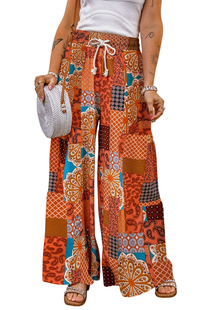 Boho Drawstring Wide Leg Pants