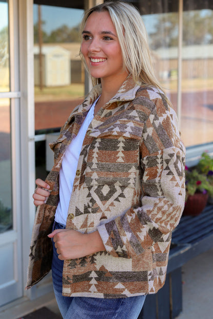 Aztec Flap Pocket Button-up Jacket