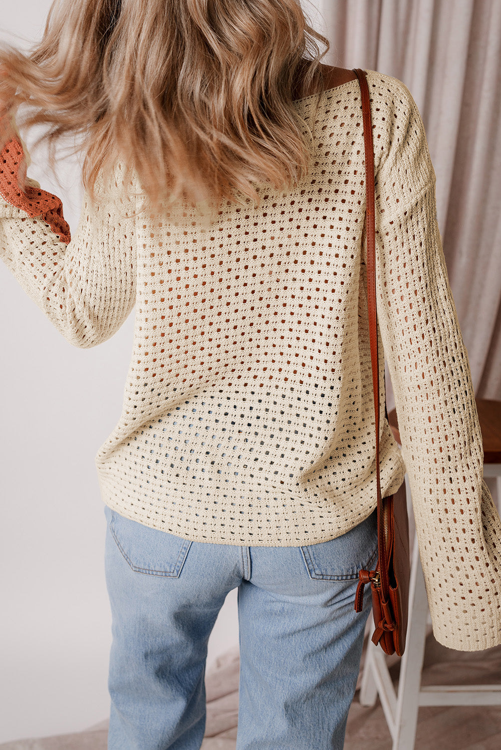 Pointelle Knit Baggy Sweater