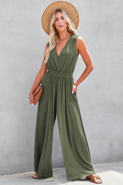 Crisscross Wide Leg Backless Jumpsuit