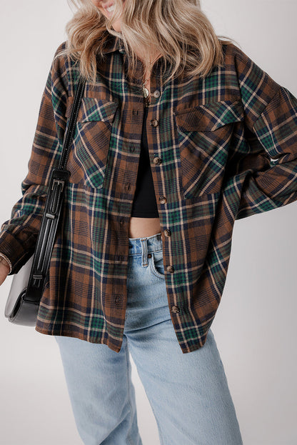 Plaid Chest Pockets Shirt Jacket