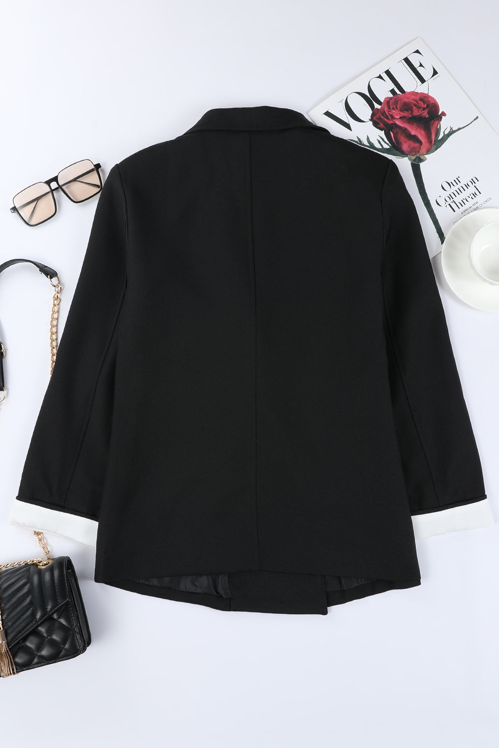 Buttoned Lapel Collar Blazer