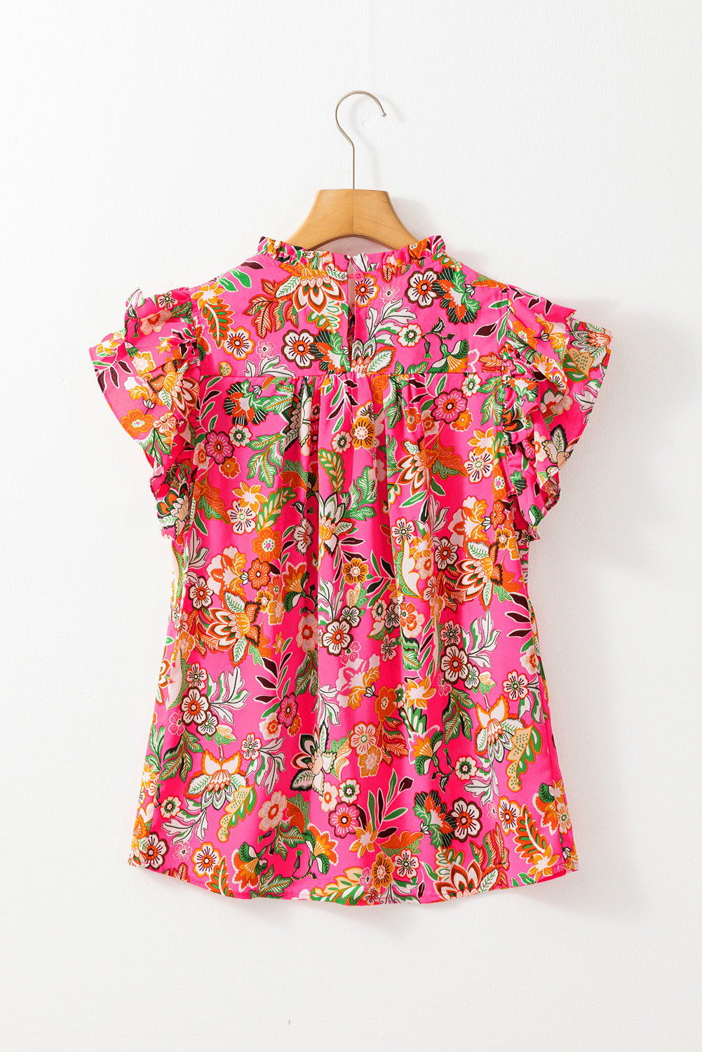 Pleated Ruffled Sleeve Summer Blouse