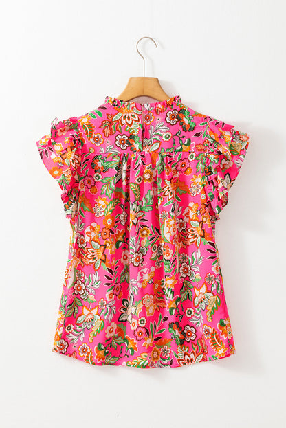 Pleated Ruffled Sleeve Summer Blouse