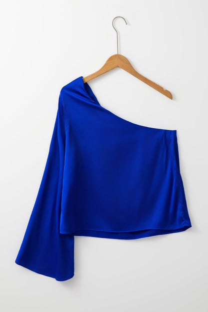 One Shoulder Satin Blouse