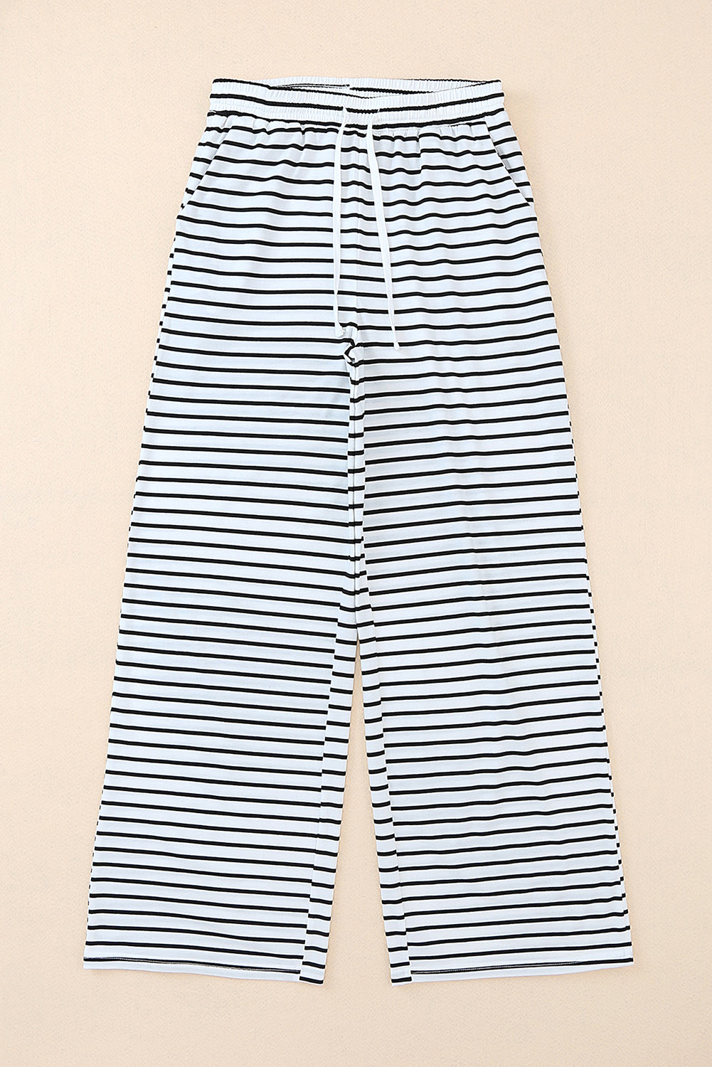 Drawstring Striped Wide Leg Pants