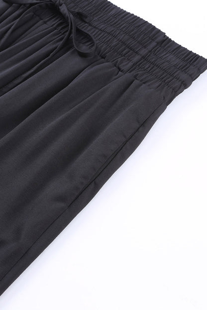 Drawstring Elastic Waist Casual Wide Leg Pants