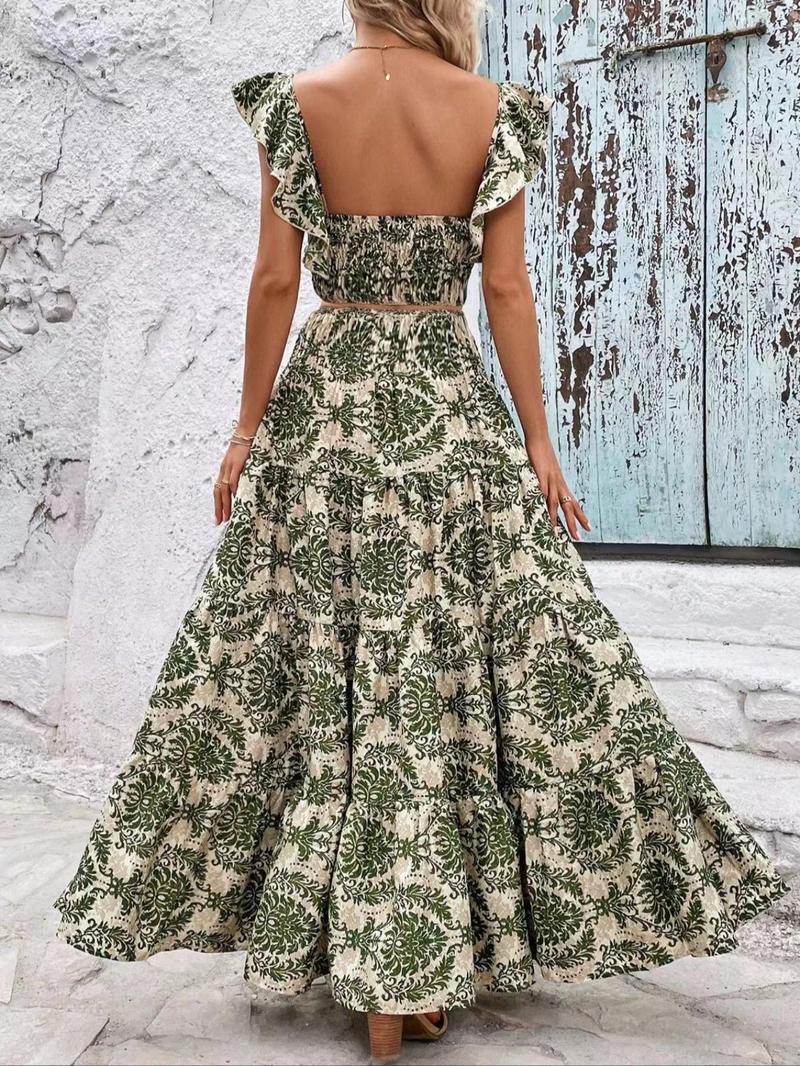 Women's Ethnic Pattern Skirt Vintage Two-piece Set