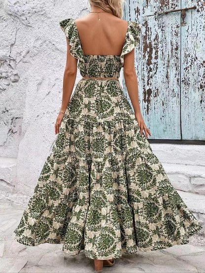 Women's Ethnic Pattern Skirt Vintage Two-piece Set