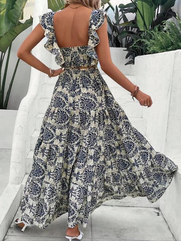 Women's Ethnic Pattern Skirt Vintage Two-piece Set