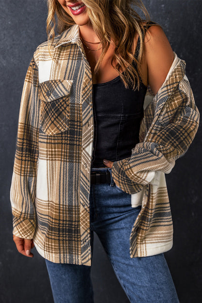 Plaid Print Flap Pocket Shacket