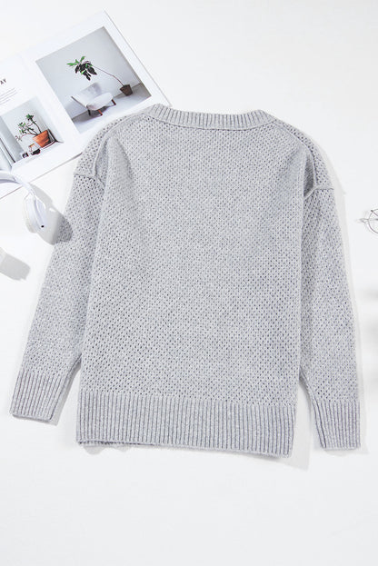 V Neck Drop Shoulder Sweater