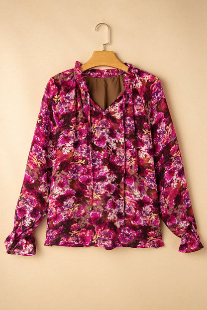 Floral Allover Ruffled Loose Blouse