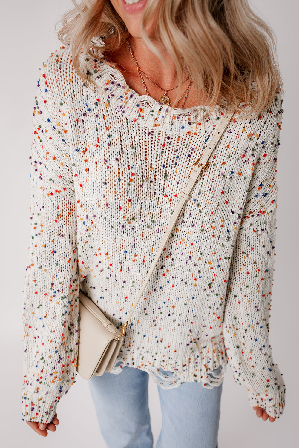 Confetti Distressed Knit Sweater