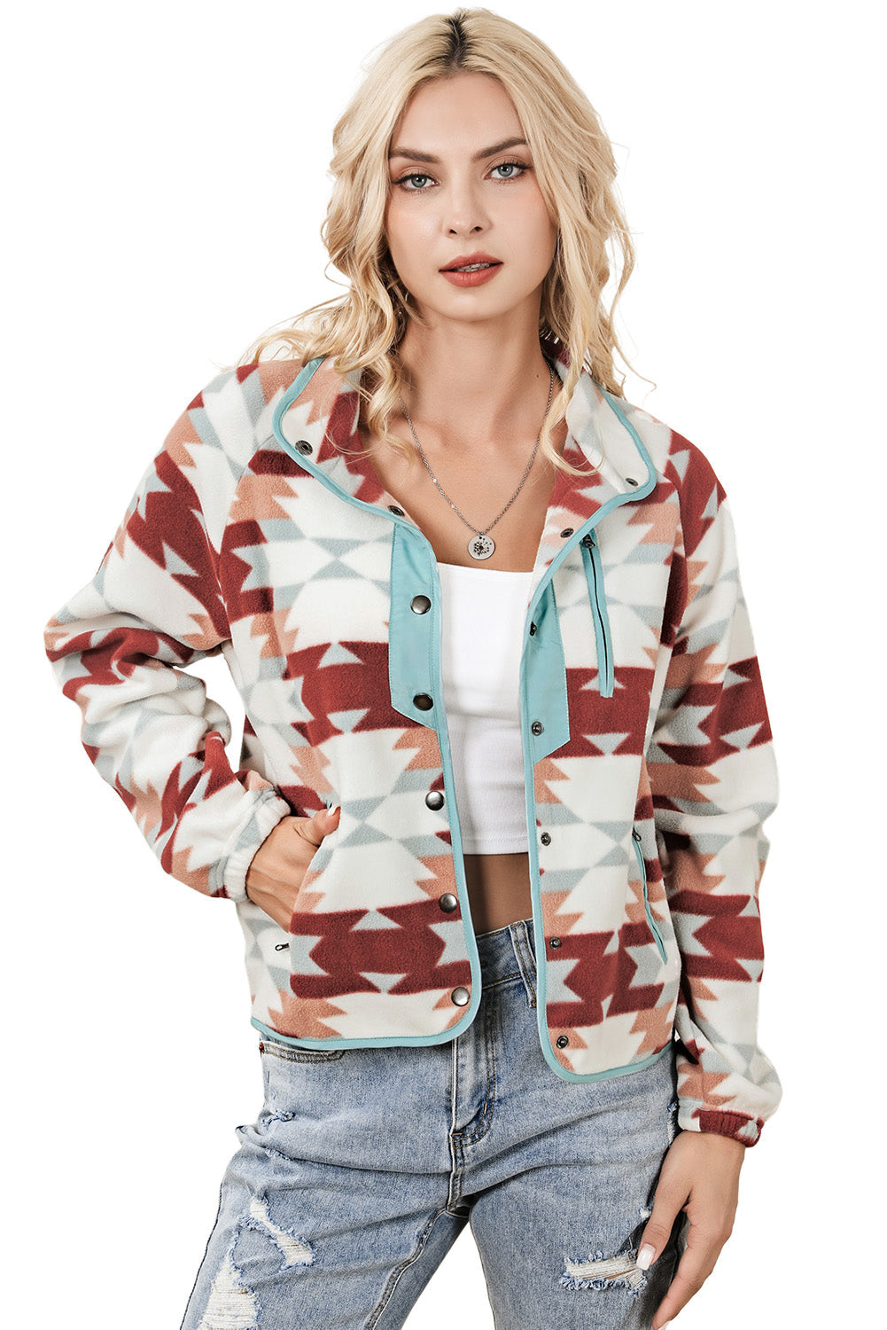 Western Aztec Zipper Fleece Jacket