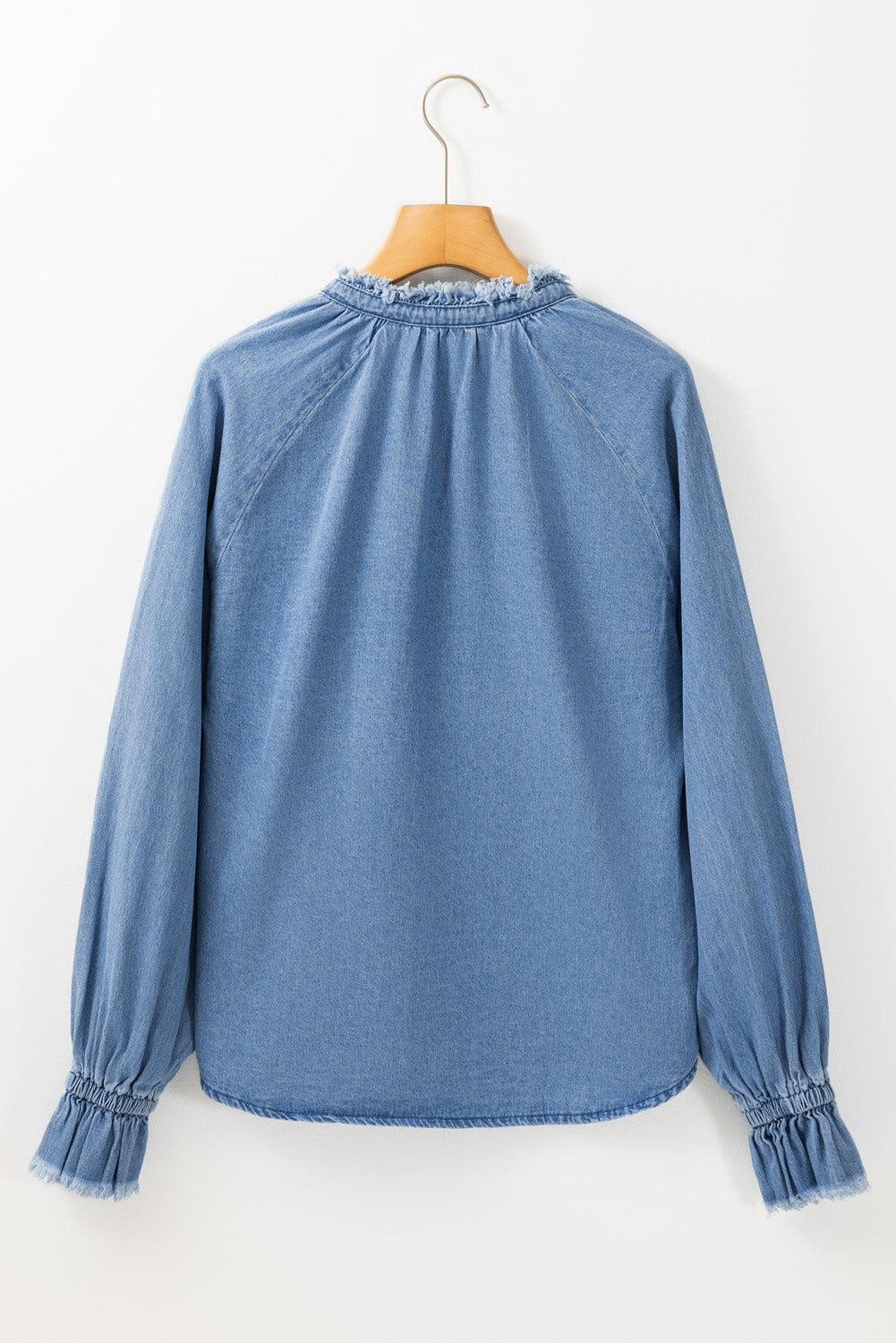 Frilled Raw Buttoned Denim Top