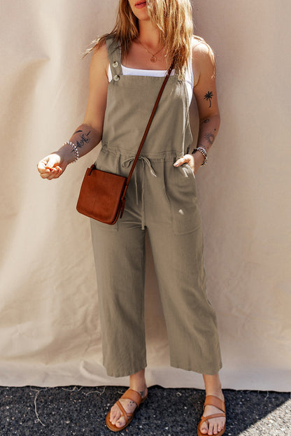 Drawstring Straps Cropped Overall