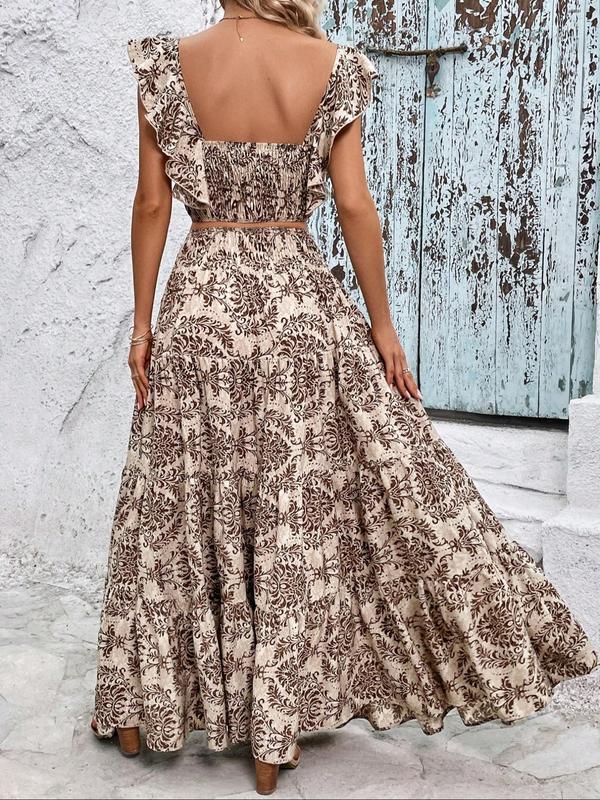 Women's Ethnic Pattern Skirt Vintage Two-piece Set