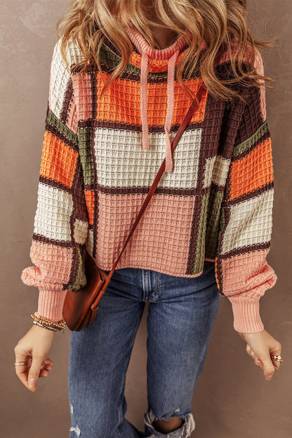 Waffle Knit Drawstring Sweater