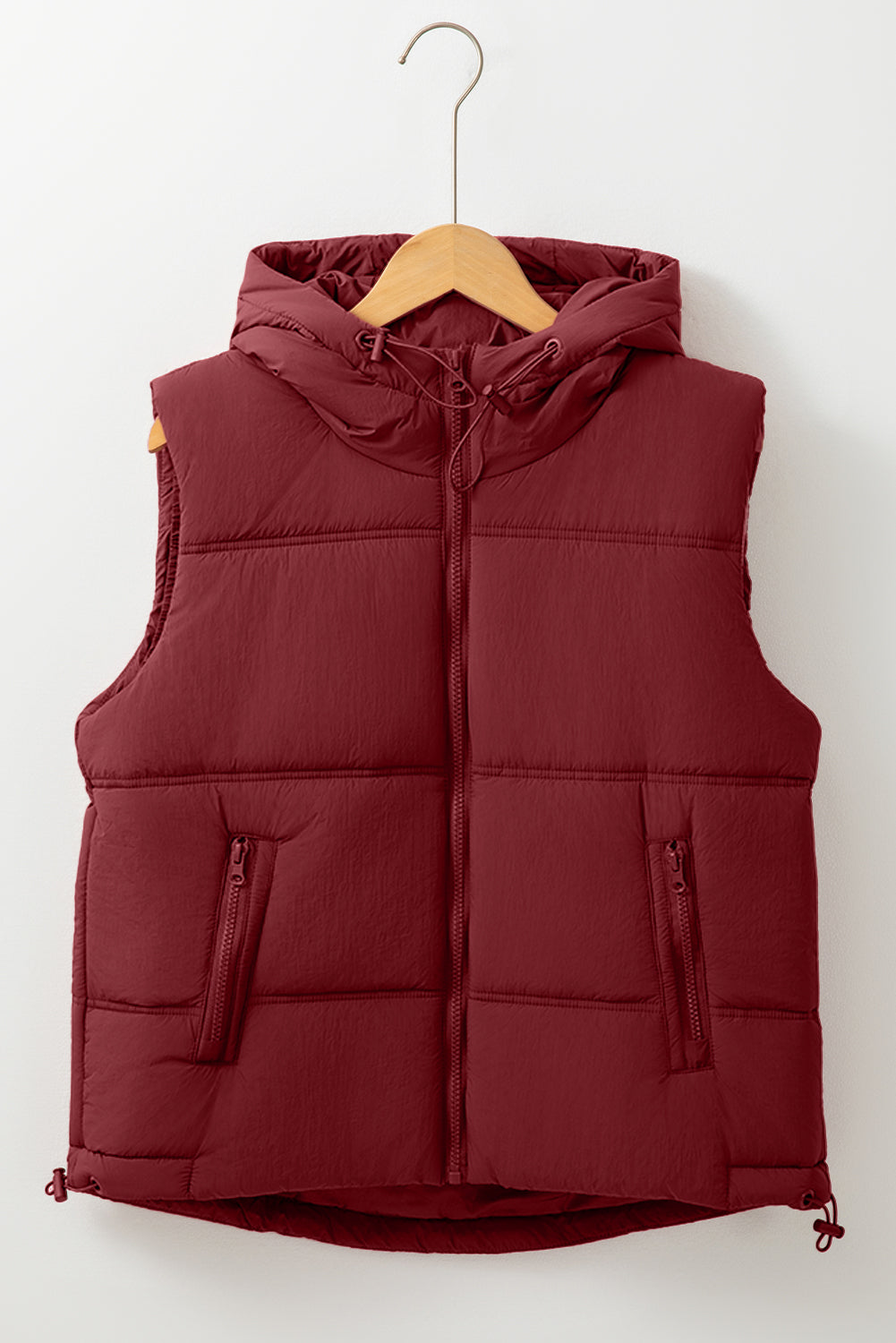 Zip-up Side Pockets Hooded Puffer Vest