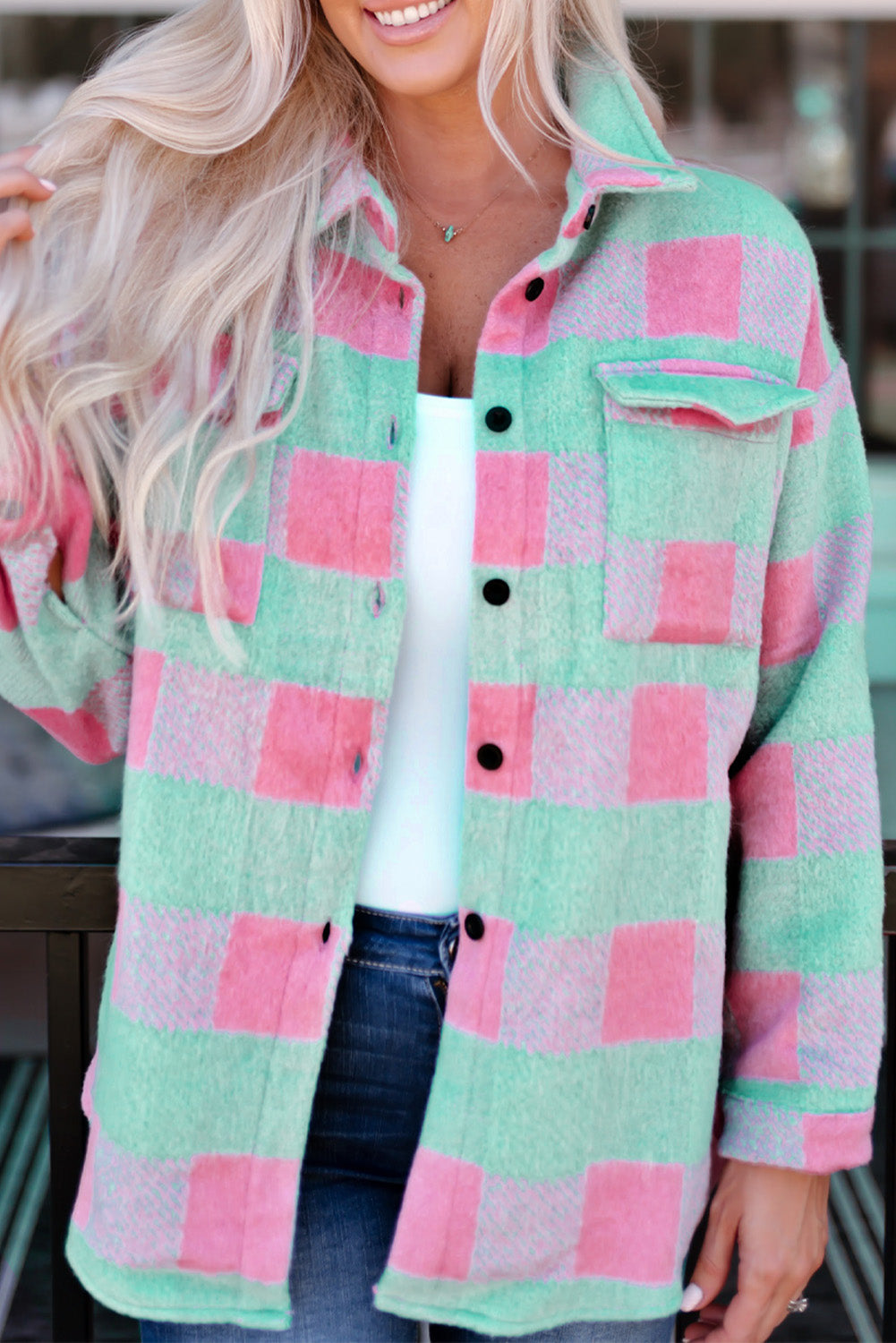 Plaid Pattern Oversized Shacket