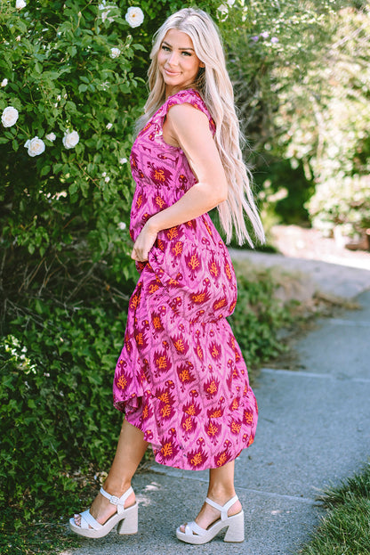 Twisted Front Ruffled Sleeve Maxi Dress