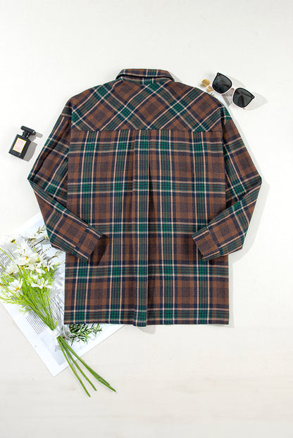 Plaid Chest Pockets Shirt Jacket