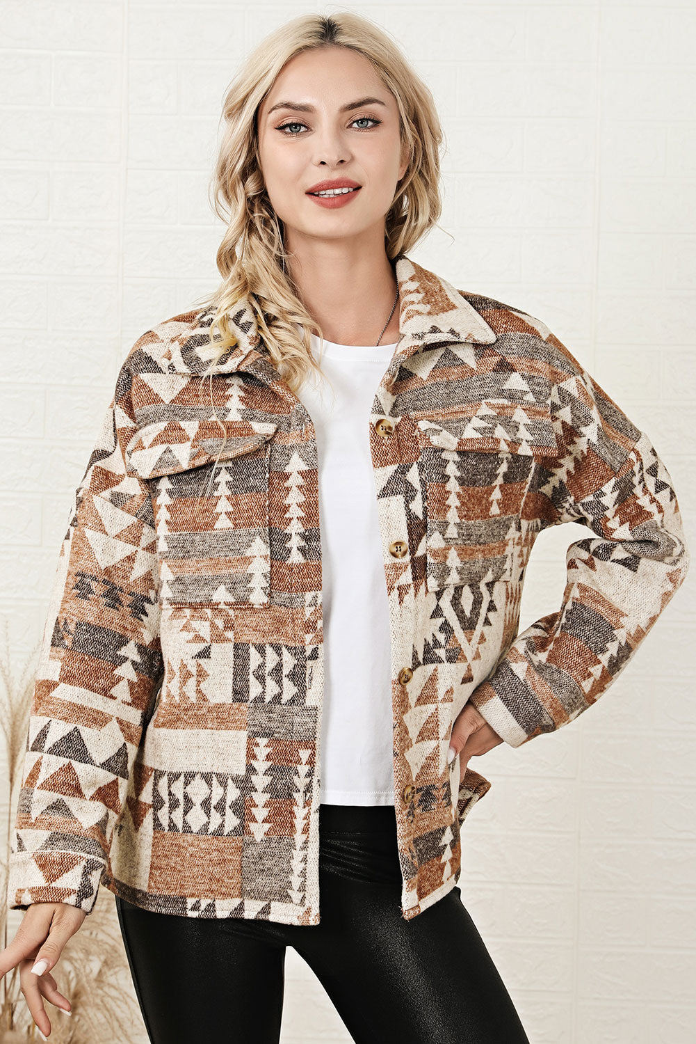 Aztec Flap Pocket Button-up Jacket