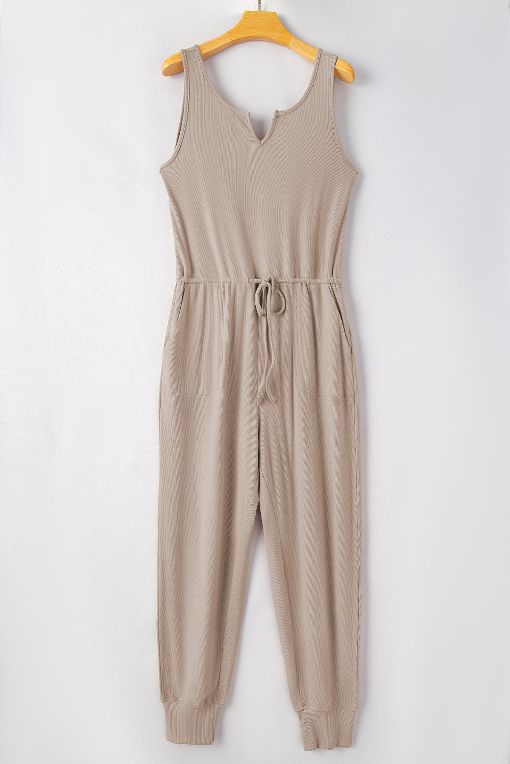 Notched Neck Sleeveless Jogger Jumpsuit